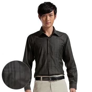 柒牌 SEVEN男装2012春夏季格纹正统长袖衬衫E99A306288 深灰色 44