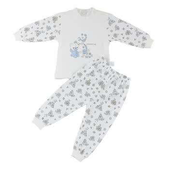巧尼熊 宝宝服饰 2012春秋款肩开内衣套装 6059 印蓝 90码