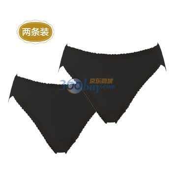 金三塔NZW067-1 100%桑蚕丝针织中腰蕾丝无痕三角内裤薄款2条装 黑加黑 XL