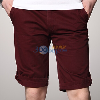 Markless2012新款夏装男装纯棉百搭商务休闲修身短裤DKA2902M 枣红色 180/XL(2.64尺)