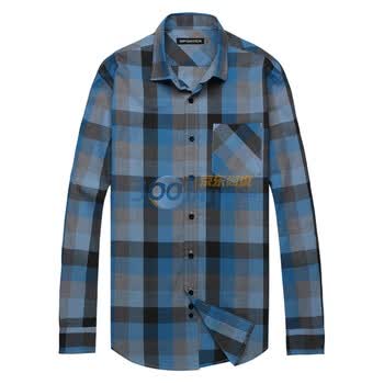 SPORTICA斯波帝卡渐变小格长袖衬衫男士秋季新款衬衫男11152408 蓝色 XXL