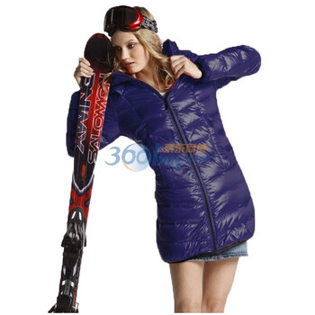 Sharon雪伦 高领连帽中长款 女士羽绒服 61525 77F星海蓝 L170