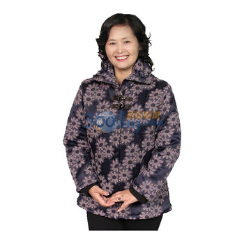 露西法兰 中老年女装冬装新款 中款加厚翻领加厚棉袄棉服 JS-梦尔珍 灰色 XXXXL
