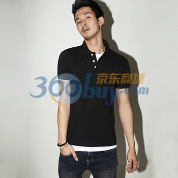 购物赢大奖 时尚起义 春装韩国进口翻领两件套polo衫 男583332 黑色 XL