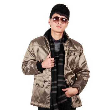 F-DRAGON特色龙 秋冬季男士直筒休闲双层领棉服外套-FM82061金色185/100A（54）