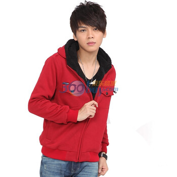 鎏恒色外套男装新品潮流元素连帽棉衣外套2114-2414308 红色 XL