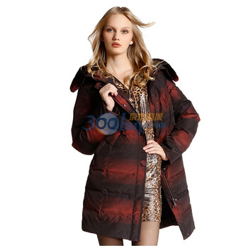 Sharon雪伦 中长款连帽兔毛领 女士羽绒服 61510 21D罂粟红 2XL180