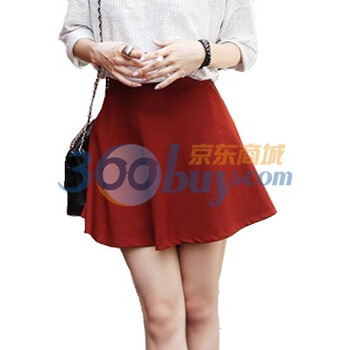 时尚起义 春韩国进口简单百搭喇叭短裙 女545713 红棕色 M