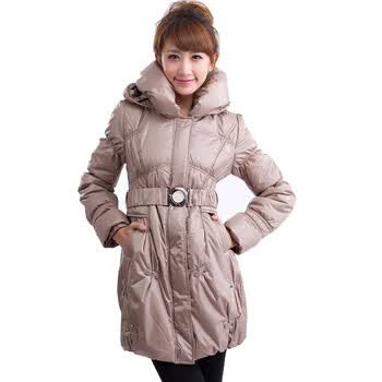 妮蕾迪 冬款新款女装韩版加厚立领棉服棉衣3188 卡其色 XXL