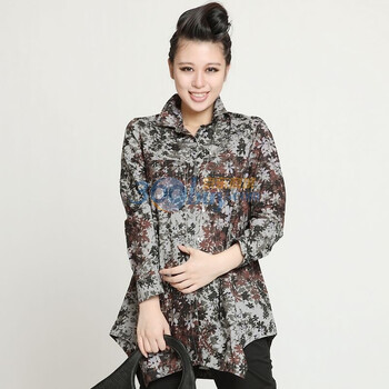 伊思君凯ESBACK 加长A摆花布休闲衬衫ES1003SCZ089 红色 M