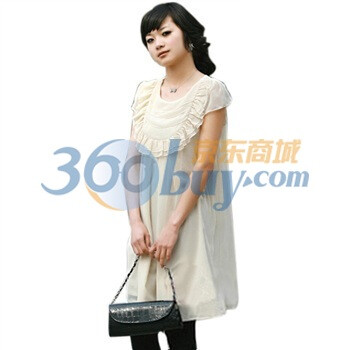 莱薇妈咪lovesmama 韩版仿真丝孕妇装孕妇裙夏装连衣裙96230 米白色 白色 M