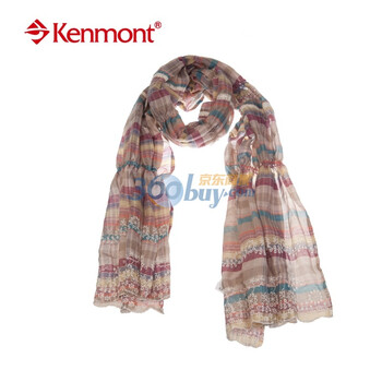 kenmont凯蒙特围巾 春夏女士围巾 女士新品围巾 格子 刺绣 波西米亚风格KM-1839 浅灰色