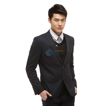 Jack Jones/杰克琼斯 西服 含羊毛两粒扣修身西服B(黑)|212172007010 195/112A/XXXL