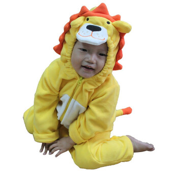 叶子宝宝 狮子造型哈衣 动物造型衣 春秋宝宝爬服 婴儿连身衣 黄色 70