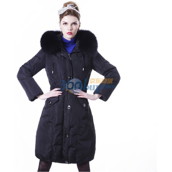 玛汐 Maxchic 2012 换季清仓女款冬新款蓝狐大毛领中长款超保暖加厚羽绒服女款限时抢 D11251S10M 黑色 XXL