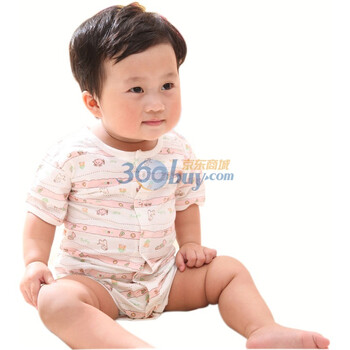 婴之谷宝宝服装宝宝夏装纯棉新生儿衣服夏婴儿服夏季男女装T4105 粉红 73码