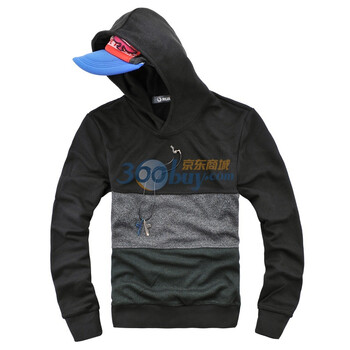 睿奕 ruaye2012春夏新品男装春夏连帽休闲韩版拼色卫衣R13W02-010 黑色 XL/180