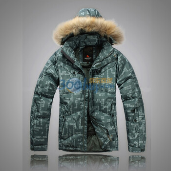 valianly 2011新款男款羽绒服 滑雪服 花色貉子帽毛防水防风透气保暖2156绿54/XXL/185