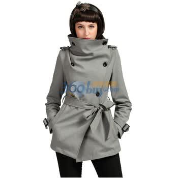 卓欧TOAIOU 2012春装新款女装外套修身气质立领短款风衣女C111008 灰色 XL