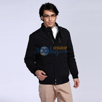 IZOD 冬季新品纯棉立领长袖薄款男士夹克 1061906203200 黑色系 XL(180/98A)