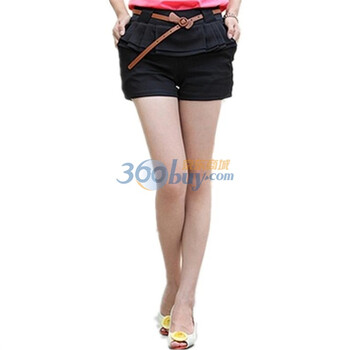 露西法兰 女装夏装糖果色热裤短裤 CN-C1145 黑色 XL