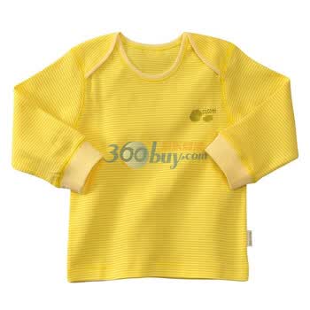 贝贝怡 BB313 婴儿服装宝宝 纯棉睡衣 春装 活动肩上衣 淡黄 100码