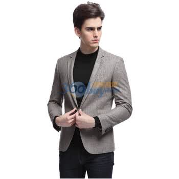 Max Toney奢华皇室细格子全羊毛羊角扣西装/西服296 巧克力 XXL