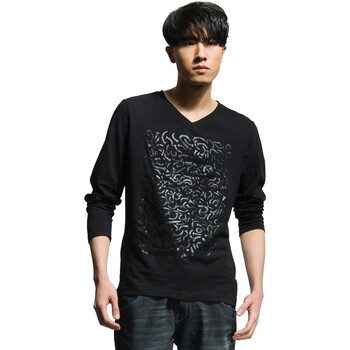 圣迪奥sdeerhe 春百搭修身V领T恤黑2170275 黑色 XXL