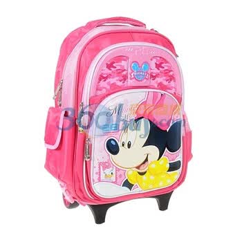 Disney/迪士尼 Mickey米奇/米妮卡通图案可拆卸拉杆书包/减负书包SM80244 粉红