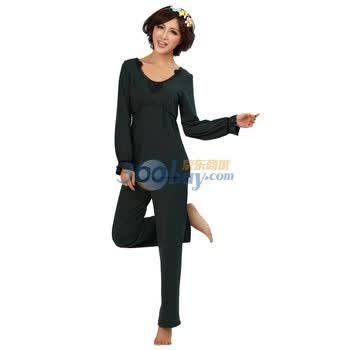 猫人风尚大蕾丝领居家女套L032020 浅绿色 XL