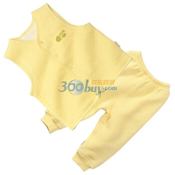 贝贝怡（bornbay） BB113-107 宝宝服 马甲两用裆裤保暖套装 淡黄 86码