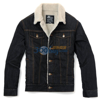 AK男装冬装新品 牛仔绒里棉服11C210010 黑牛仔色 XXL