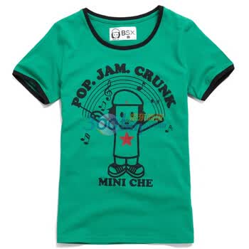 Giordano佐丹奴BSX T恤 女撞色音乐秀MINI CHE T恤 04391050 绿色 M
