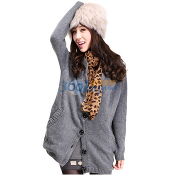 Rosas Mode冬季新品纯色带帽毛料内胆毛线大衣女外套R1712702 灰色 均码