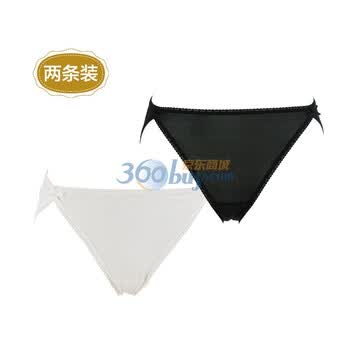 金三塔NZW069 100%桑蚕丝针织超舒感极细针包臀低腰三角比基尼内裤两条装 黑色加白色 XL