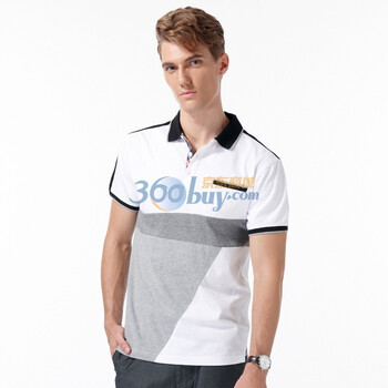 普派PUPAI男装休闲短袖POLO　时尚小标袋撞色领POLO衫MP37C3 白色 XXL