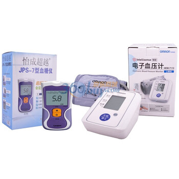 欧姆龙（OMRON）电子血压计HEM-7113上臂式 怡成 JPS-7型血糖仪 含赠怡成血糖试纸条40条