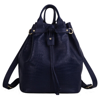 喆代仁LE DECADE Wooster Croc Skin Backpack 鳄鱼纹休闲双肩包真皮包手提包包 220107 兰色