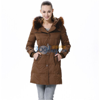 波司登 2011新款 羽绒服 女 单排扣修身风衣领中长款 BR2332 褐色 185/104A(XXXL)