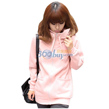 韩都衣舍 韩国卫衣春季新品新年春装女纯色连帽长款加厚卫衣GY0521 粉色 M