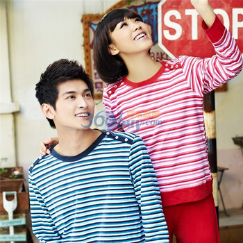 Gainreel歌瑞尔 家居服2012叮叮当当时尚可爱简约休闲条纹女士睡衣套装 粉红 XL