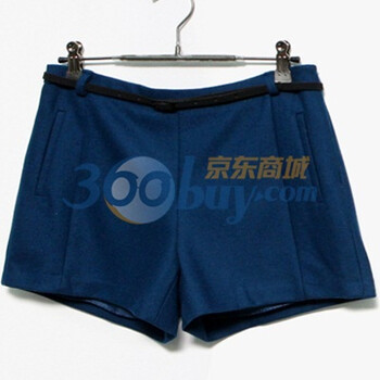 时尚起义 冬装韩国进口简单毛呢保暖高腰短裤 女569029 深蓝色 M