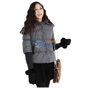 韩都衣舍 韩国棉服秋冬季新品纯色长袖棉服GQ0698 灰色 M