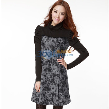 O.SA秋冬新品连衣裙碎花连衣裙子SL13045 灰色 XXL