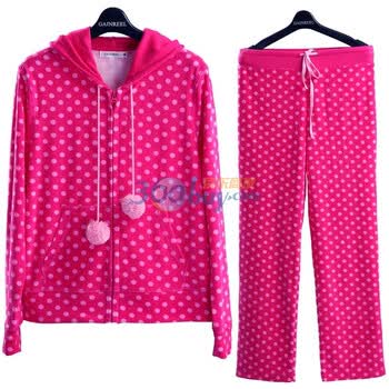 Gainreel歌瑞尔 家居服紫色潮流简约运动拉链家居服套装 红色 XL