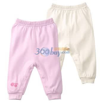 贝贝怡（bornbay） 2J508 宝宝服 全开扣开裆裤 婴儿童装内衣2件组合装 淡粉和米白 90码