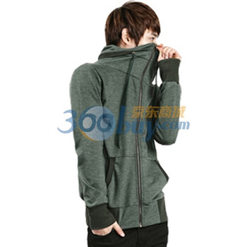拓一2011年潮流男装韩版修身高品质时尚卫衣外套K701军绿色XL