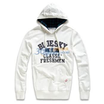 MBSKY蓝色天空男款连帽套头卫衣0313293白色52
