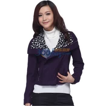威丝曼之家WSM HOME 波点翻领 侧拉链外套 TC240048 紫色 XL