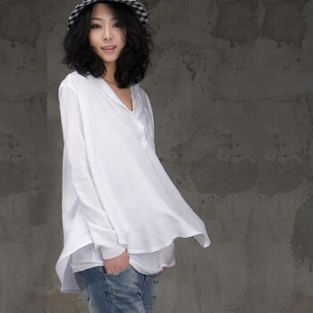 韩都衣舍 韩国衬衫【春季新品】新年春装女韩版防晒长袖女衬衫DC0886 FB 白色 L'